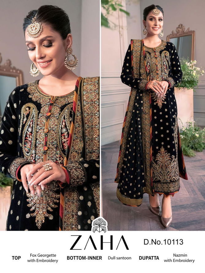 Zaha 10113 Georgette Embroidery Pakistani Suit Wholesale Price In Surat	